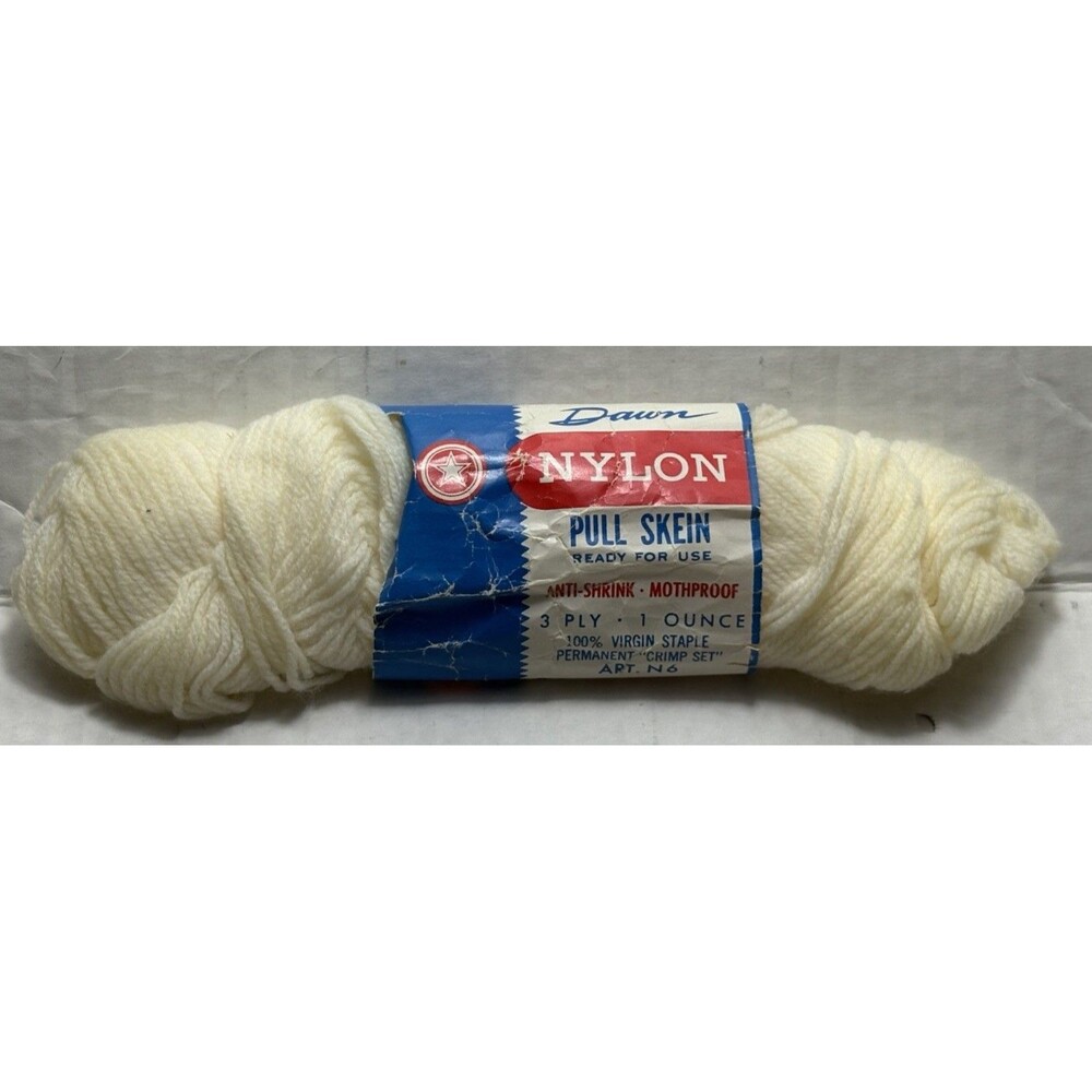 Vintage Dawn Nylon Pull Skein Yarn Ivory White 3 Ply 1 Oz Baby Sweater